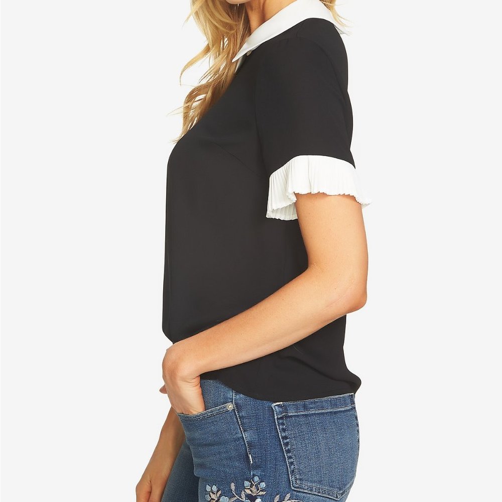 CeCe Colorblocked Collared Blouse - Picture 4 of 11